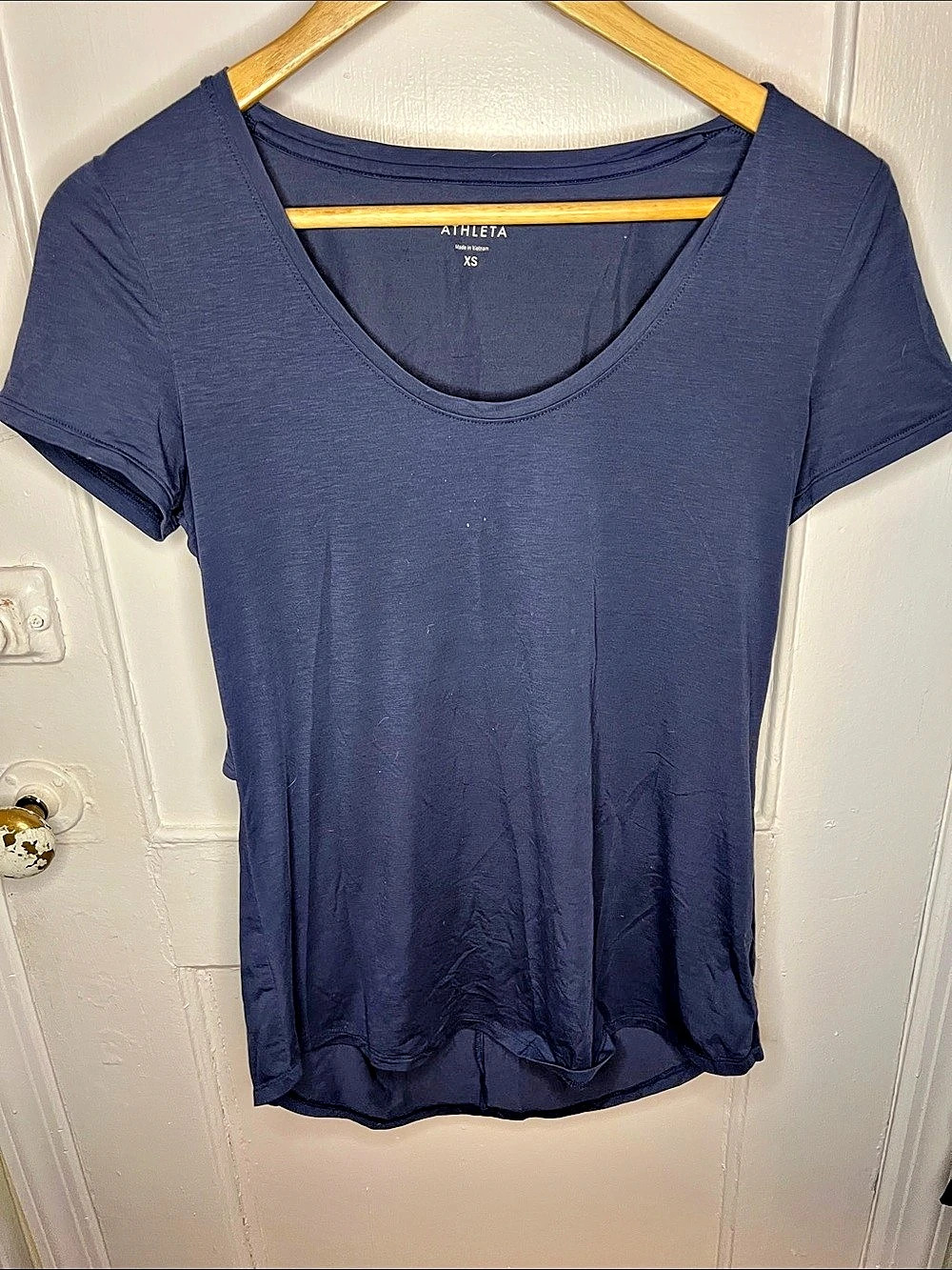 Athleta Encore Tee Short Sleeve Top Blue-Grey XS
